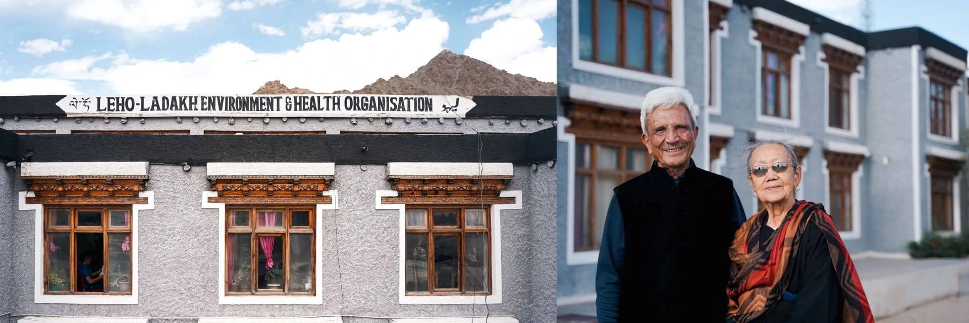 LEHO's office in Leh, and two of its founding members